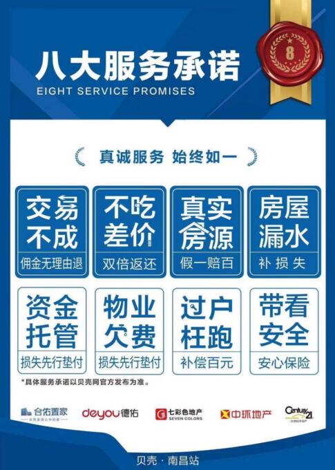 貝殼南昌八大服務(wù)承諾 以標(biāo)準(zhǔn)引領(lǐng)房產(chǎn)經(jīng)紀(jì)服務(wù)品質(zhì)新標(biāo)桿